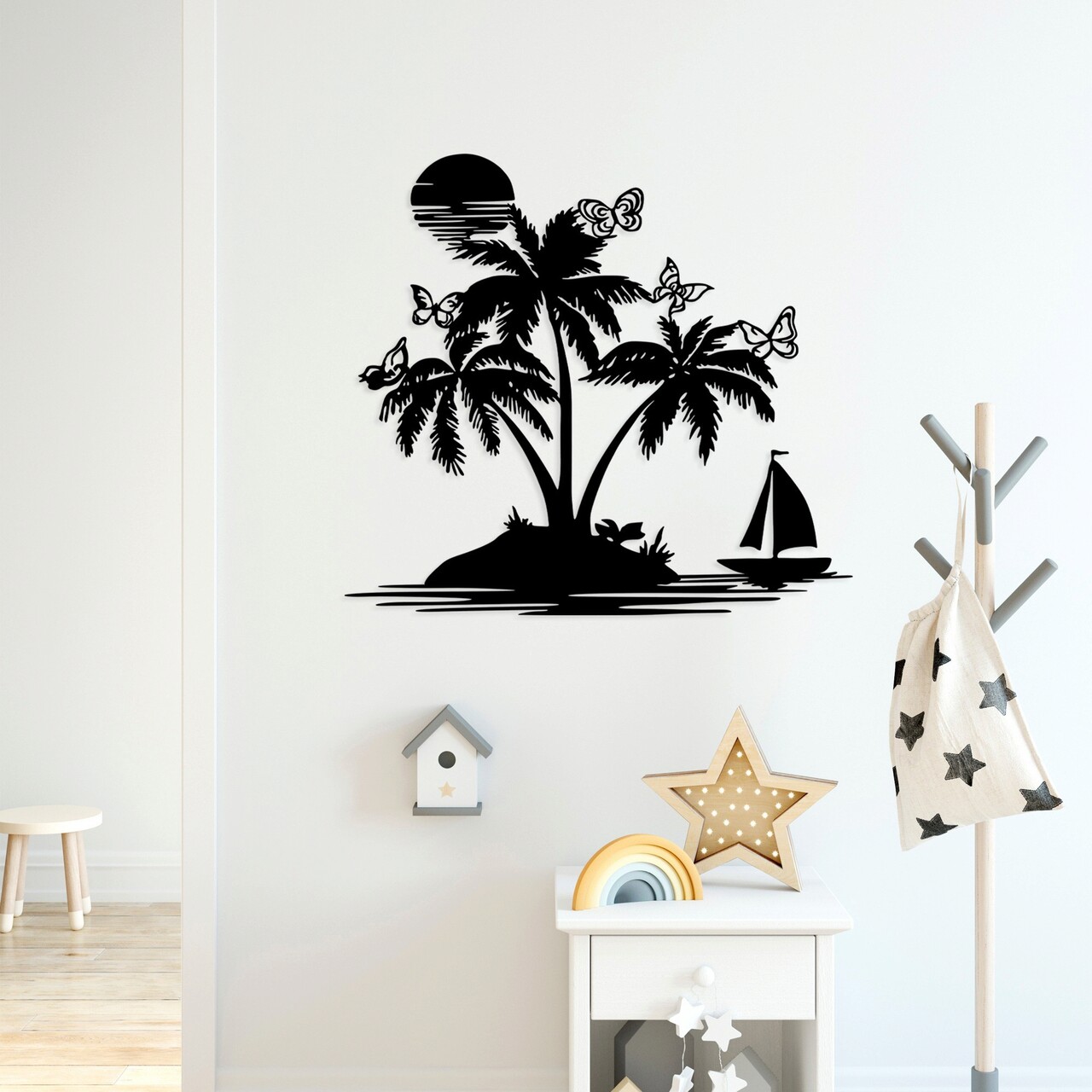 Decoratiune de perete, Island, Dimensiuni: 60 x 67 cm, Negru - imagine 6